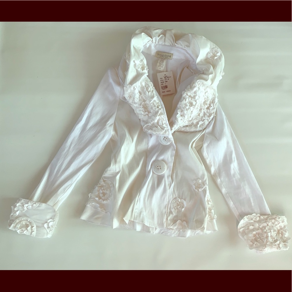 Song & Sung Flower White Blazer Ivory Small NWT